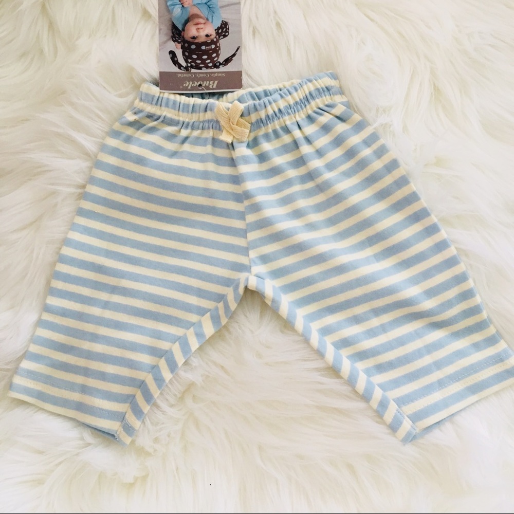 Bubele Baby Unisex Blue & Cream Pants 0-3M NWT